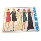 Vogue s Basic Design Dress Pattern 1096 Vintage 1970s Size 12 Uncut Ff