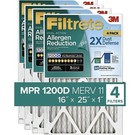 Filtrete 16x25x1 Merv 11 Air Filter 4 Pack Mpr 1200d Furnace Ac Allergen