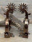 Gorgeous Unmarked Mexican Vaquero Silver Inlay Spurs W  Chains