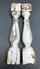 Vintage Pair Of Shabby Spindle Porch Thick Balusters White Old Chic 1683-22b