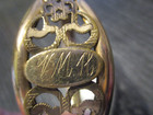 Antique Estate 1908 Victorian Gold Plate Filigree Hinged Bracelet Monogram Vmh