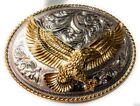     Hq Western Eagle Cowboy Rodeo Style Belt Buckle Heritage Gold Silver Plated Us