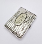 Antique Silver Plated Combination Cigarette   Sovereign Case Compact C1910