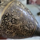 Pair Of Antique Brass Floral Carved Bottle Vases Islamic Style Decorative