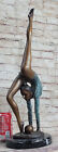 Signed Bronze Statue Art Deco Gymnast Sculpture On Marble Base Figurine