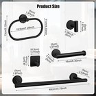 7 Pcs Black Bathroom Hardware Set Stainless Steel Towel Bar Towel Racks Hooks