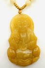 Vintage Yellow Jade Kuan Yin Necklace Unbranded E3