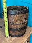 Antique Primitive Wooden Paint Bucket Barrel W metal Handle And Bands