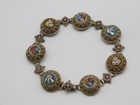 Sweet Antique 800 Fine Silver Micro Mosaic Bird Flower Bracelet