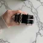 Auth Chrome Hearts Black Leather Roller Belt Incl Box   Dust Bag Size 38