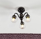 Dollhouse Battery Ceiling Light 3 Arm Globe Chandelier Black Chrome 1 12 Scale