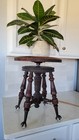 Antique H Holtzman   Son Piano Organ Stool Glass Ball Claw Feet  Plant Stand