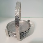 Vintage Tulip Motif Aluminum Coaster Set Of 8 Wiith Stand Excellent