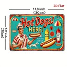  2d Flat  Vintage Style Sign - Iron  Hot Dog Vendor  Rustic Metal Wall Decor 