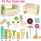 41-piece Wooden Kids Tool Set With Storage Box Montessori Stem Toy