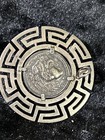 Antique 500 Silver Coin Medallion Style Brooch Pendant Greek Key Alexander