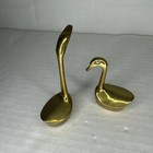 Vintage Solid Brass Swan Figurines Set Of 2 Mid Century Art Deco Home Decor