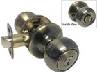 2 Entry Door Lock Sets Knobs Antique Brass Keyed Alike Entrance Single Deadbolt