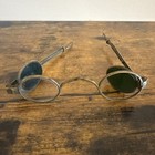 Vtg Antique 1800s Brass Wire Rim Glasses Green Lens Spectacles Signed    vogt    