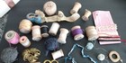 Vintage Thread  Crafting  Crochet Lot  Threads   Wooden Spools  Rings  Rickrack