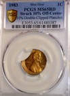 1983 Error Pcgs Ms65 Off Center Double Clipped Lincoln Cent Gem Bu O c Clip Coin