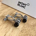 Montblanc Classic Cufflinks Black Agate Style Silver Steel Bar For Men No Box