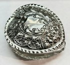 Edwardian Heart Shape Cut Crystal   Sterling Repousse Top Dresser Jar Box 1903