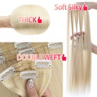 Extra Thick Double Weft Clip In Human Hair Extensions 100  Remy Hair Full Head