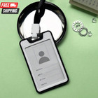 Id Badge Holder Double-sided Windows Clear Vertical Card Holder With Lanyard 1pc