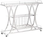 Bar Serving Cart With Glass Holder And Wine Rack  3-tier Kitchen Trolley