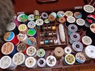 Vintage Wil-hold Sewing Box Thread Storage Avocado Stackable With Wood Spools
