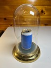 Large Vintage Glass Cloche Dome Specimen Display Case 11 75  Bell Jar Gold Metal