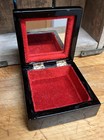Vintage Small Lacquered Wood Hand Painted Jewelry Box Asian Design Lined