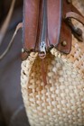 Vintage 60s 70s John Romain Woven Straw Leather Satchel Bag Handbag Handmade
