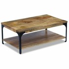 Vidaxl Solid Mango Wood Coffee Side Accent Table 2 Shelves Handmade Home Decor