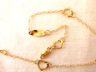 10k Yellow Gold Station Anklet 9 5  Ankle Bracelet Gold Hearts   Bars 1 9gr New