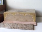 Beautiful Vintage Hand Painted Wood Box W  Musical Design  Stationary Or Storage
