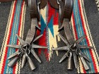 Antique 1800   s Mexican Spurs W  Leather Straps   Steer Skull Conchos