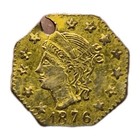 Bg-780 1876 California Fractional Gold Liberty  baby Head  Quarter Dollar Holed