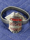 1950 s Red Cab Service Taxi Enamel On Chrome Hat Badge Xx