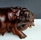 Vintage Chinese Carved Rosewood Lucky Elephant Figurine 1111