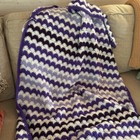 Handmade Crochet Afghan Blanket - Purple  Lavender   White Chevron - 33 x50 