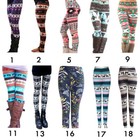 Women Warm Thick Leggings Christmas Patterned Pant Snowflake Reindeer Xmas Tre L