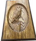 Owl Hand Carved Wood Wall Art  plaque Signed Retro Boho Large