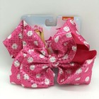 Jojo Siwa Large Cheer Hair Bow Pink White Polka Dots W Sequins Dance Pageant New