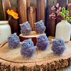 Natural Amethyst Crystal Owl Figurine Gemstone Bird Statue Healing Reiki Gift
