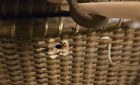 Vintage Farnum Nantucket Lightship Basket W  Leather Strap Hand Woven