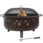 Crossweave 36  Large Outdoor Fire Pit  Wood Burning  Round By Sunnydaze