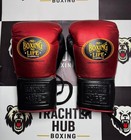 Custom Handmade Red Black Boxing Gloves - No Boxing No Life - 100  Cow Leather