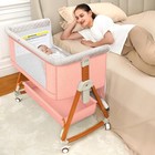 3 In 1 Baby Bassinet Bedside Sleeper Adjustable Height With Wheels Mesh Cradle